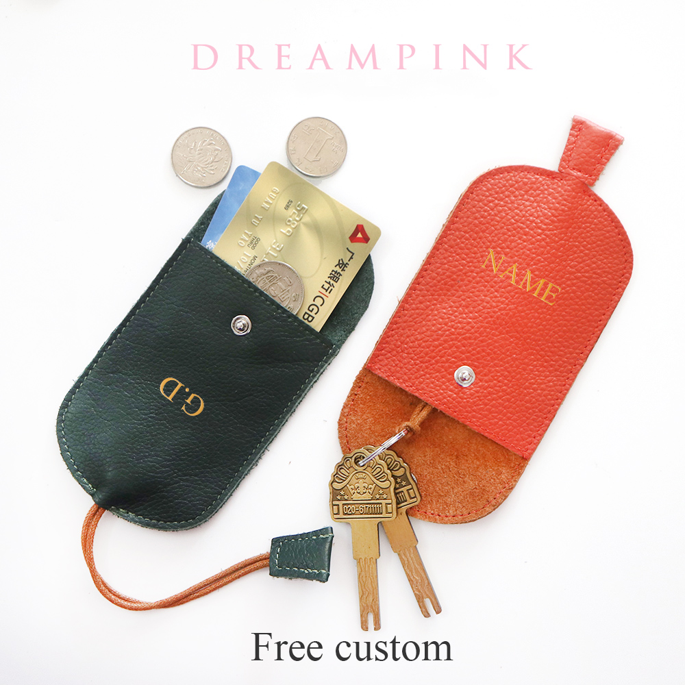 Monogram Keychain Leather - ฟรี Monogram Cowhide กระเป๋าสตางค์ที่กำหนดเองตัวอักษรหนังสำหรับกระเป๋ากระเป๋าเหรียญใหม่พวงกุญแจที่มีแหวนภายใน