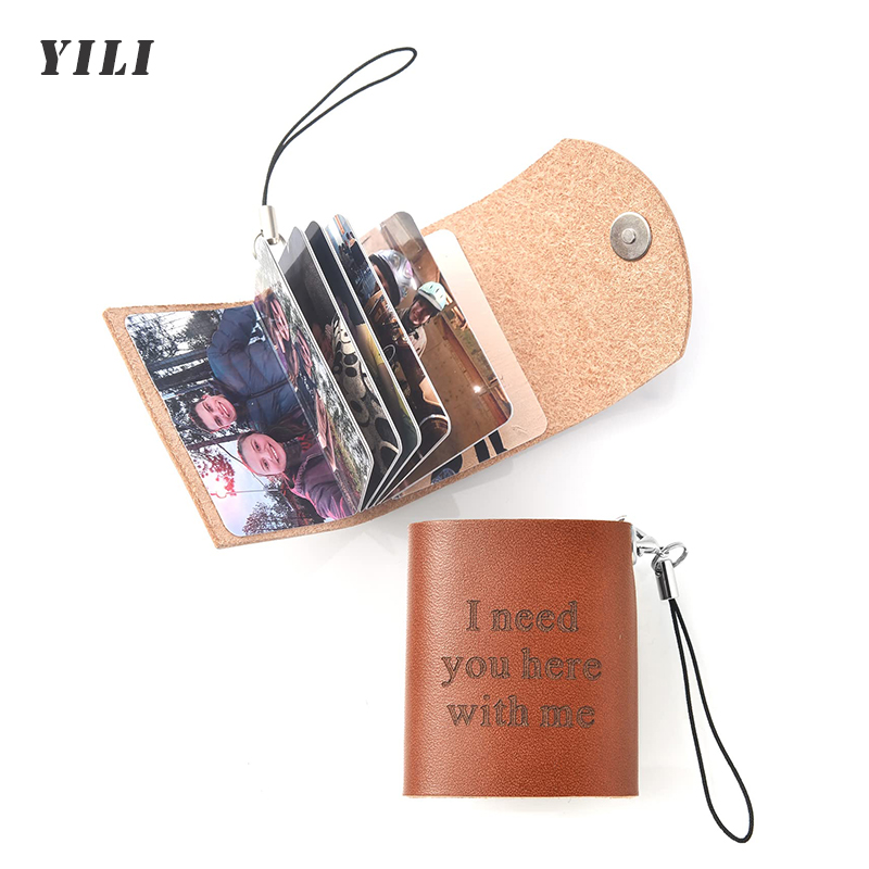 Custom Photo Book - พวงกุญแจอัลบั้มรูปภาพส่วนตัวแบบกำหนดเอง 10-12 ชิ้น อัลบั้มรูปภาพขนาดเล็กทำจากหนังแท้ สำหรับเป็นของขวัญเครื่องประดับ