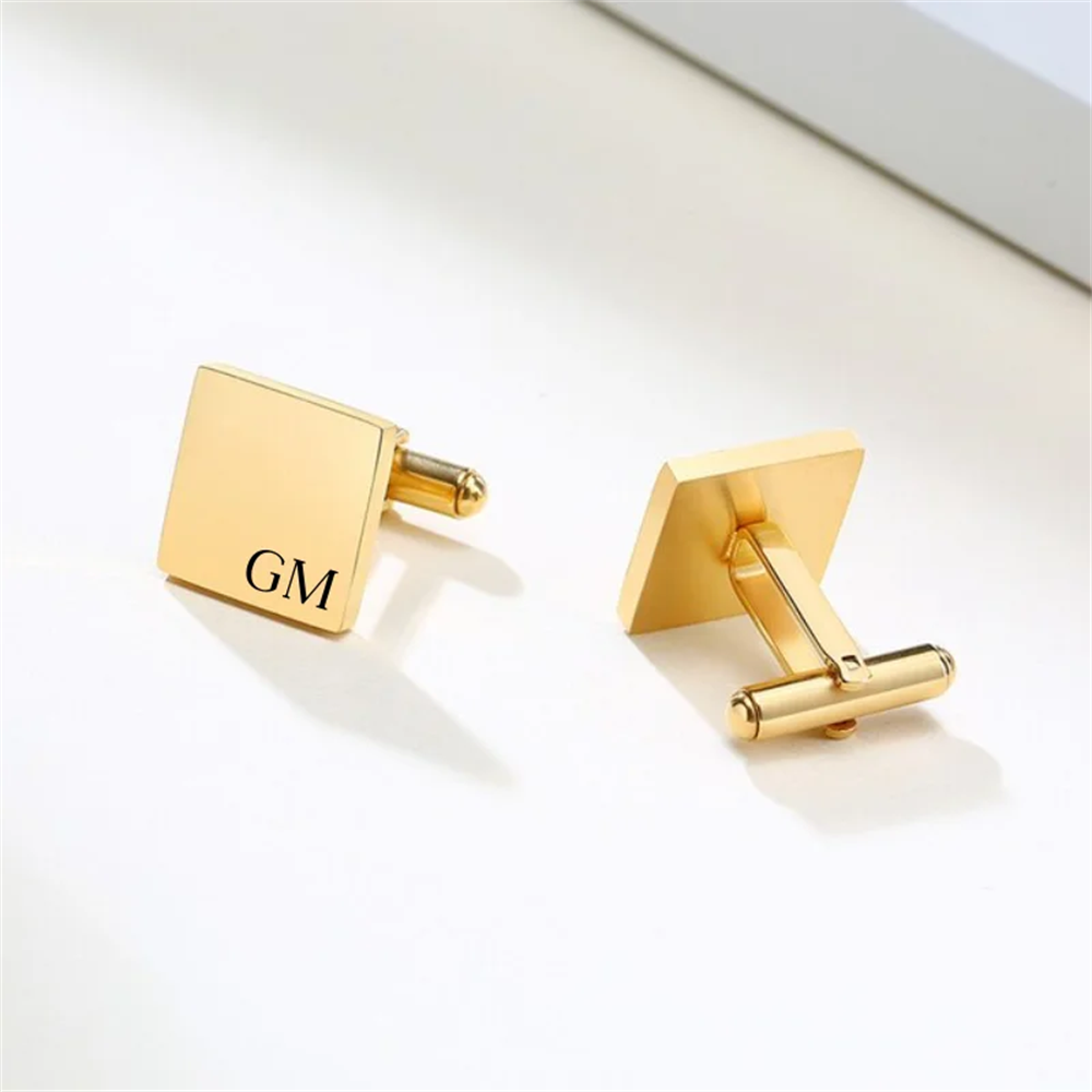 Personalized Name Box - Tangula กระดุมข้อมือเสื้อพร้อมกล่องของขวัญเครื่องประดับกระดุมข้อมือเสื้อทรงสี่เหลี่ยมทรงกลมทำจากสเตนเลส