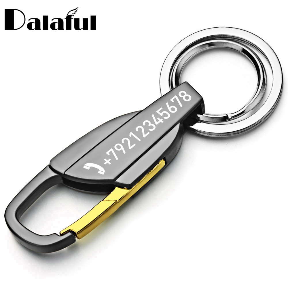Initial Ring Custom - ส่วนบุคคลตัวอักษรพวงกุญแจผู้ชาย Key CHAIN แหวนเอวแขวนกุญแจสําหรับรถจํานวนแผ่นโลโก้ Anti-Lost พวงกุญแจ