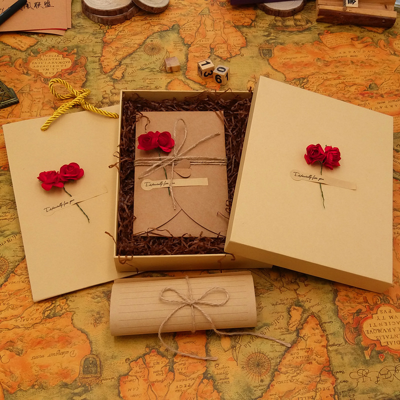 Wax Seal Letter Kit - Retro ซองจดหมายโรแมนติกดอกไม้ตกแต่งเครื่องเขียนการ์ดกระดาษจดหมายบรรจุภัณฑ์เชิญซองจดหมายสําหรับของขวัญกล่องของที่ระลึก