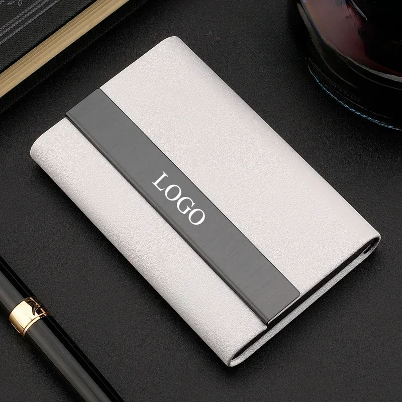 Personalized Name Box - โลโก้ที่กําหนดเอง Superfiber PU หนังธุรกิจโลหะกล่องใส่การ์ดปรับแต่งเลเซอร์ชื่อบริษัทโลหะ Cardcase ของขวัญ