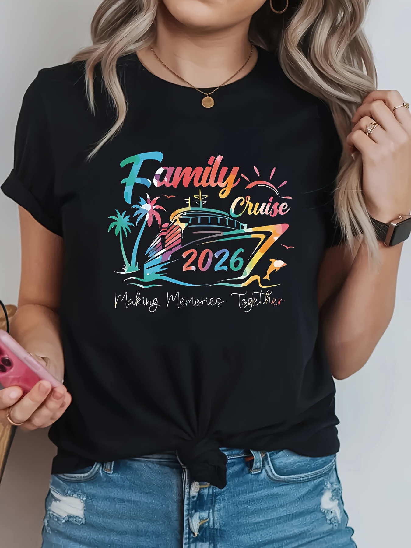 เสื้อยืดคอกลมลำลองสำหรับผู้หญิ - Family Tree Print บทวิจารณ์และราคา