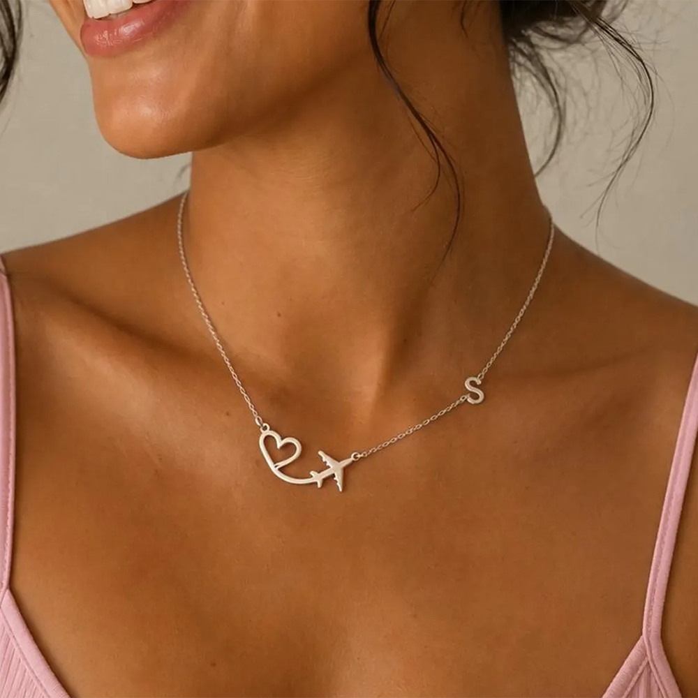 สร้อยคอจี้รูปเครื่องบินรูปหัวใ - Name Necklace Custom บทวิจารณ์และราคา