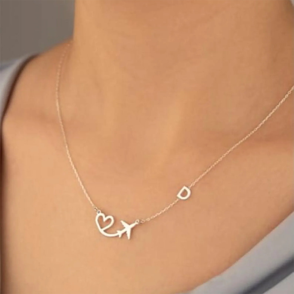 สร้อยคอจี้รูปเครื่องบินรูปหัวใ - Name Necklace Custom บทวิจารณ์และราคา