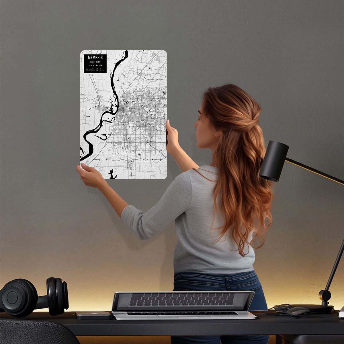 เมมฟิส TN USA Tinplate ป้ายแผน - Custom Map Poster บทวิจารณ์และราคา