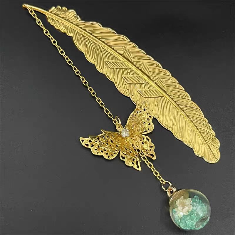 ที่คั่นหนังสือโลหะลายขนนกสไตล์ - Dried Flower Bookmark บทวิจารณ์และราคา