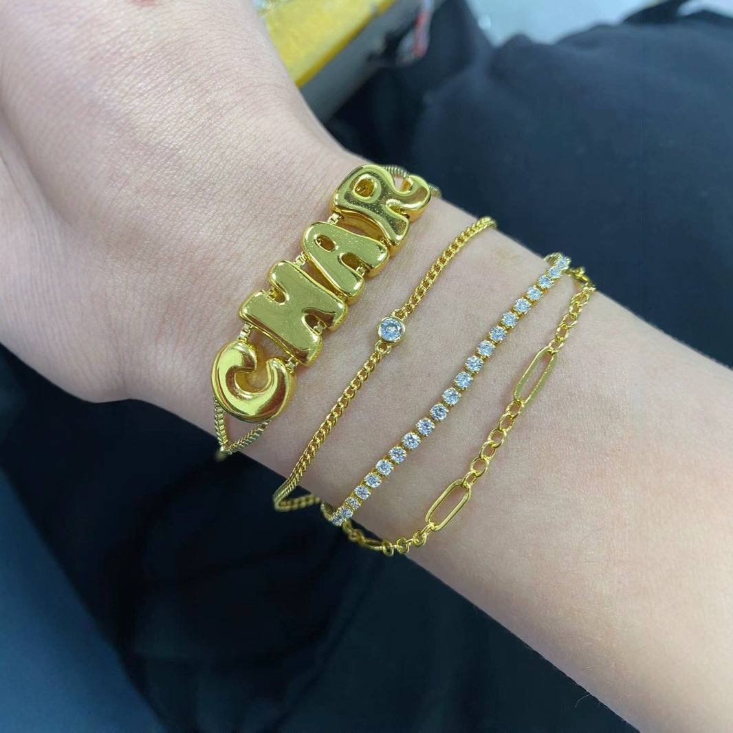 กำไลข้อมือตัวอักษรแบบฟองสบู่ 2 - Personalized Name Box บทวิจารณ์และราคา