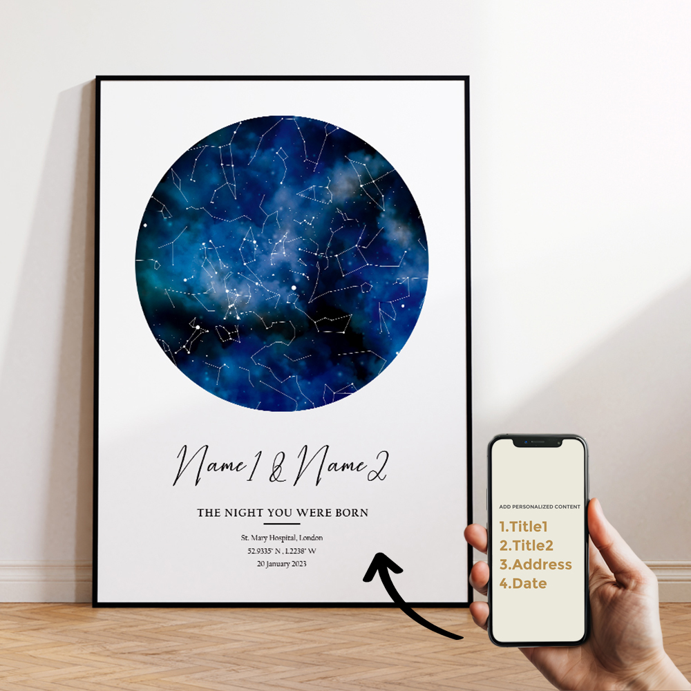 ภาพพิมพ์บนผ้าใบลายท้องฟ้ายามค่ - Custom Star Map บทวิจารณ์และราคา