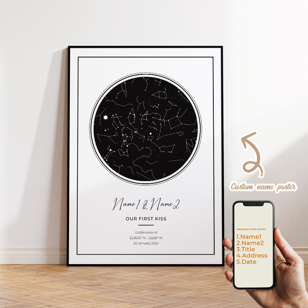 ภาพพิมพ์บนผ้าใบลายท้องฟ้ายามค่ - Custom Star Map บทวิจารณ์และราคา