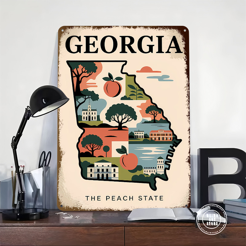 จอร์เจีย: แผนที่ภาพประกอบสถานะ - Custom Map Poster บทวิจารณ์และราคา