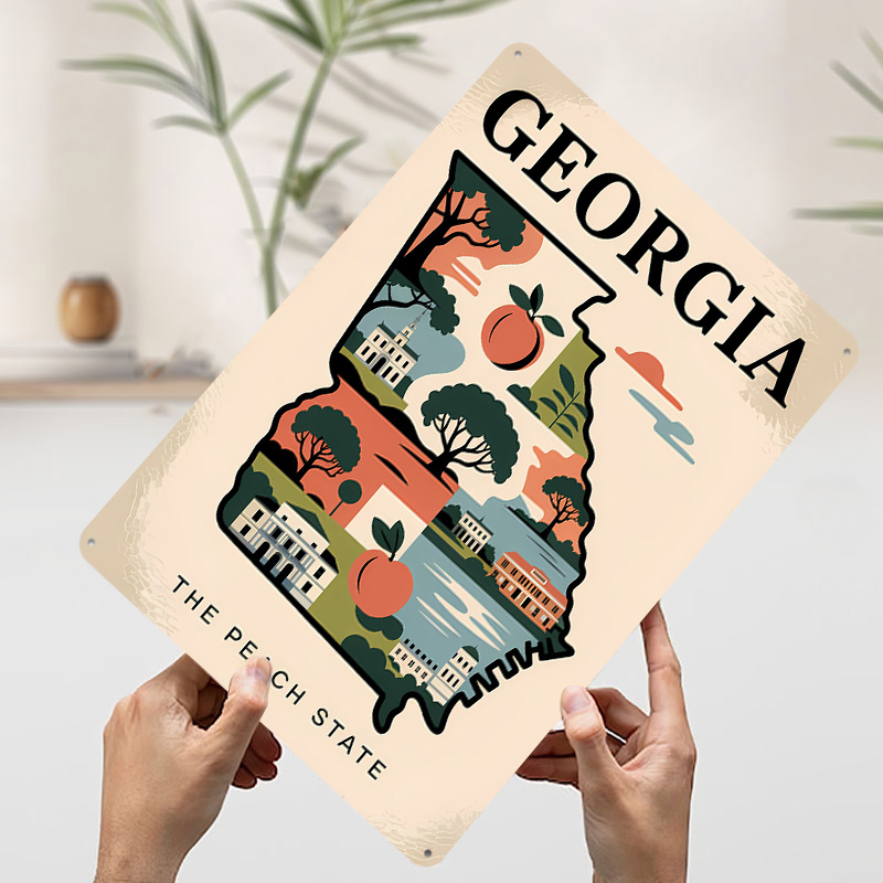จอร์เจีย: แผนที่ภาพประกอบสถานะ - Custom Map Poster บทวิจารณ์และราคา